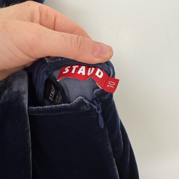 Staud Parker Blue Velvet Maxi Jumpsuit Size 10 - Picture 7 of 10